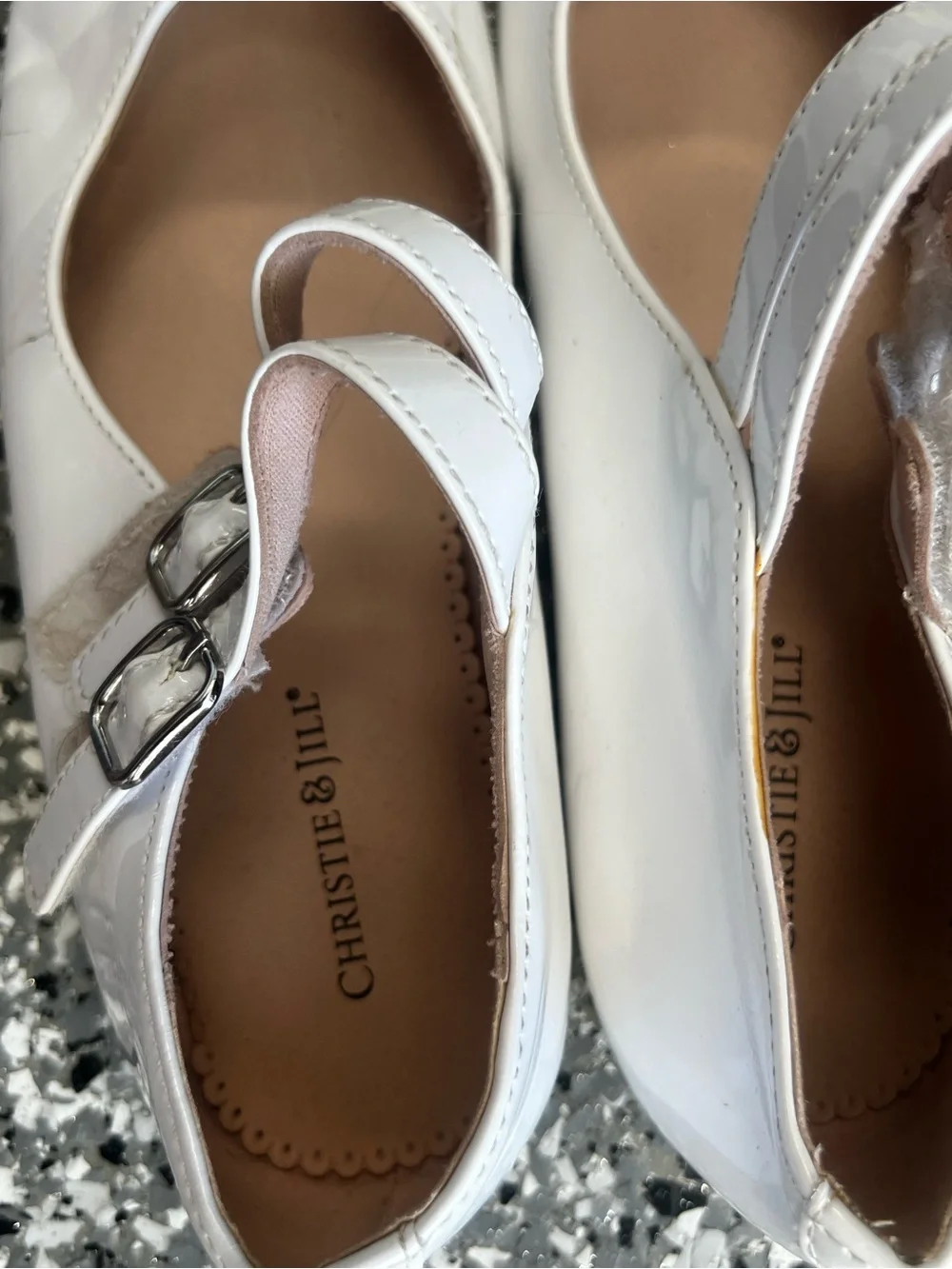 🤍 🖤 2 Pairs Christie & Jill Girls Patent Leather Mary Jane Dress Shoes - Size 4